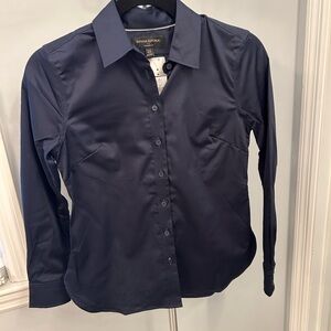 Banana Republic Navy Button Down Blouse 00 Petite